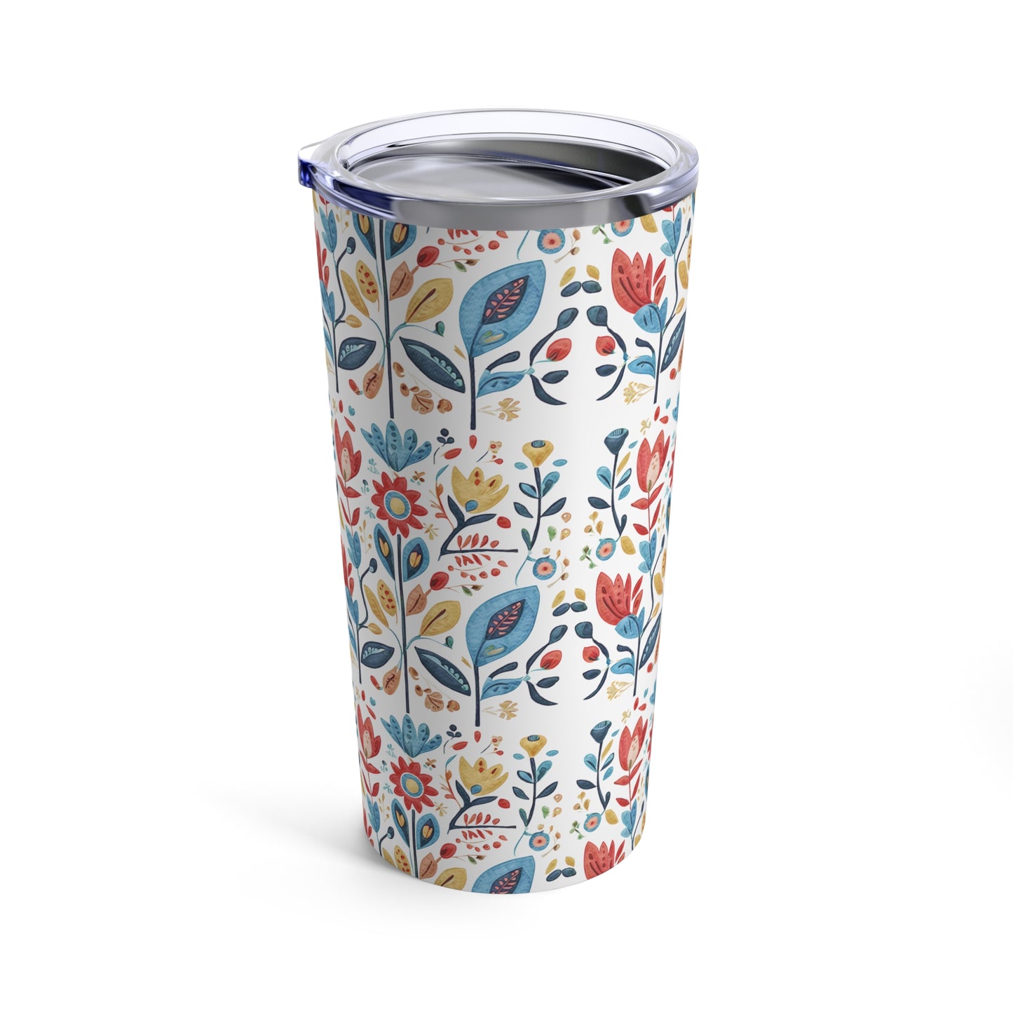 Bright and Colourful Folk Art Flowers, Tumbler 20oz