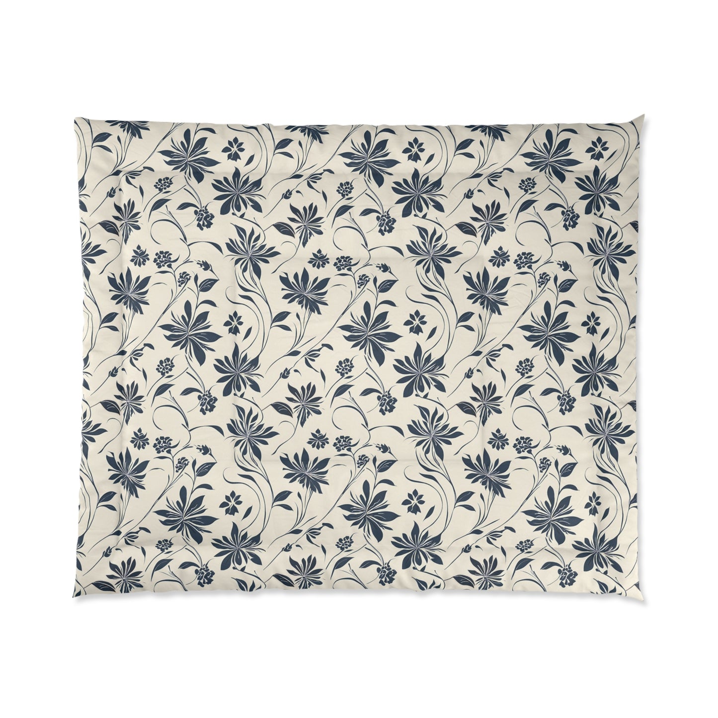 Simple Navy Flower Pattern Comforter