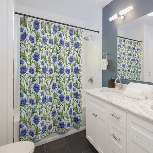 Sweet Cornflower Blue, Shower Curtains.