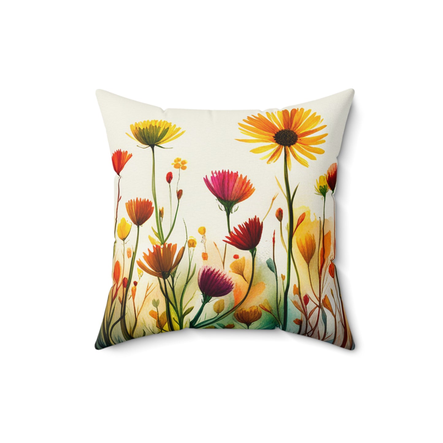 Field Flowers 3: Spun Polyester Square Pillow