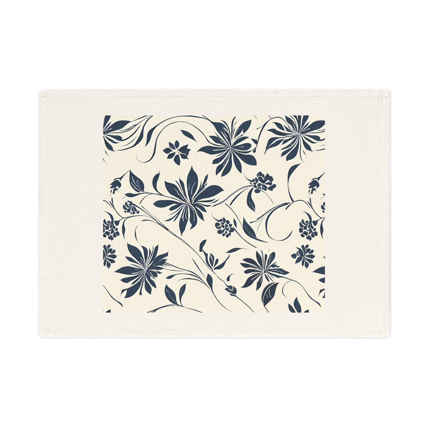 Simple Navy Flower Pattern Cotton Tea Towel