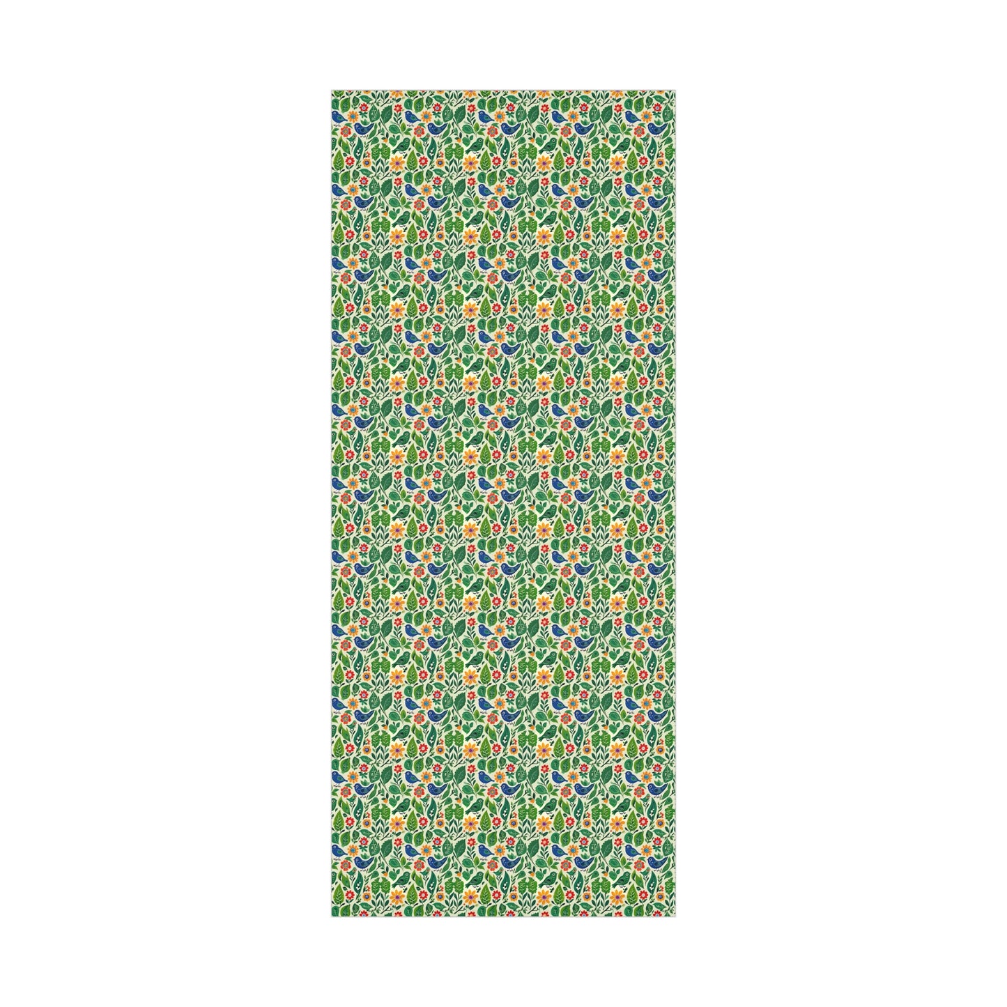 Bright Birds, Bright Green Leaves, Bright Flowers, Folk Art Gift Wrap Papers