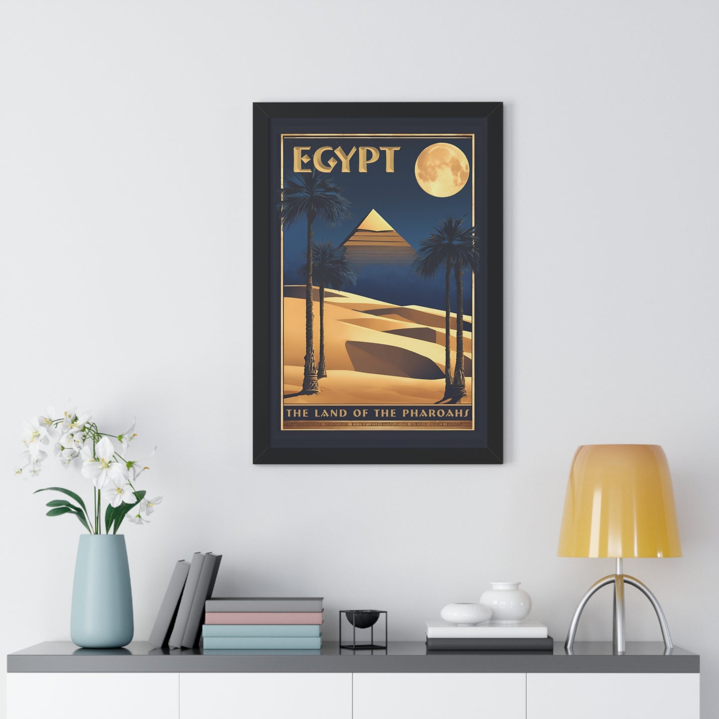 Egypt, Land of the Pharaohs, Egypt Travel Poster, Art-Deco, Framed Vertical Poster