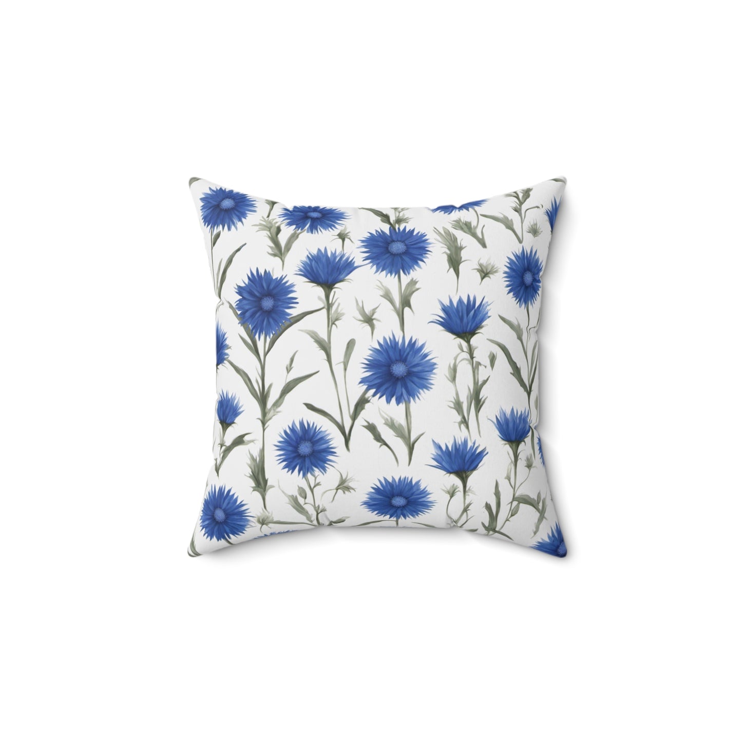 Cornflower Blue Polyester Square Pillow