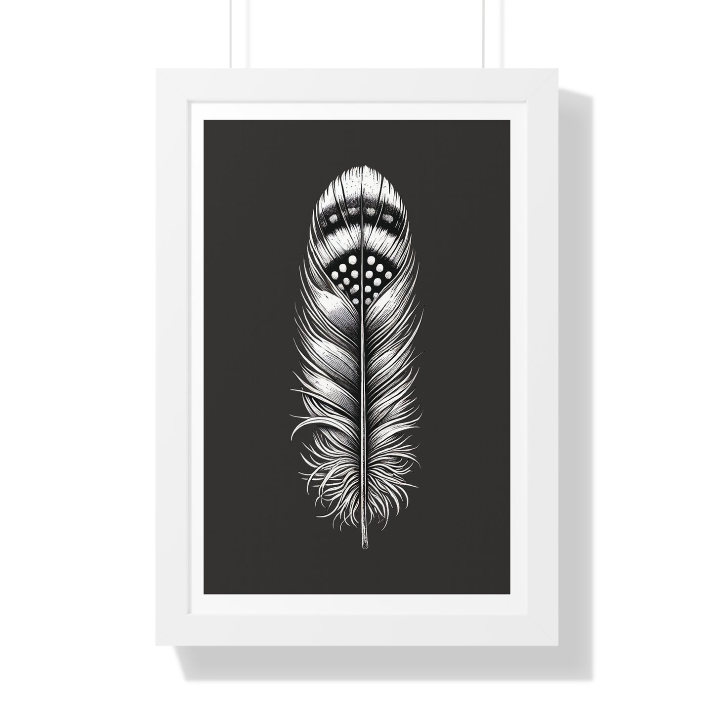 Black and White Feather No.1, Framed Vertical Poster