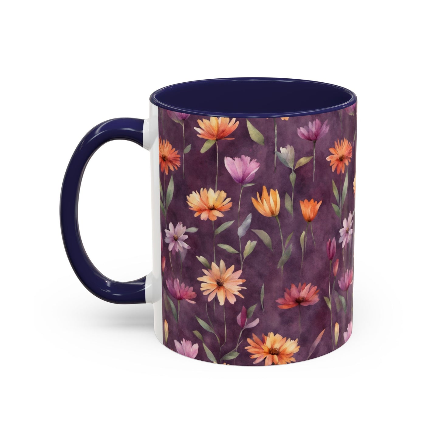 Wild Flowers on Plum Coffee Mug, 11oz