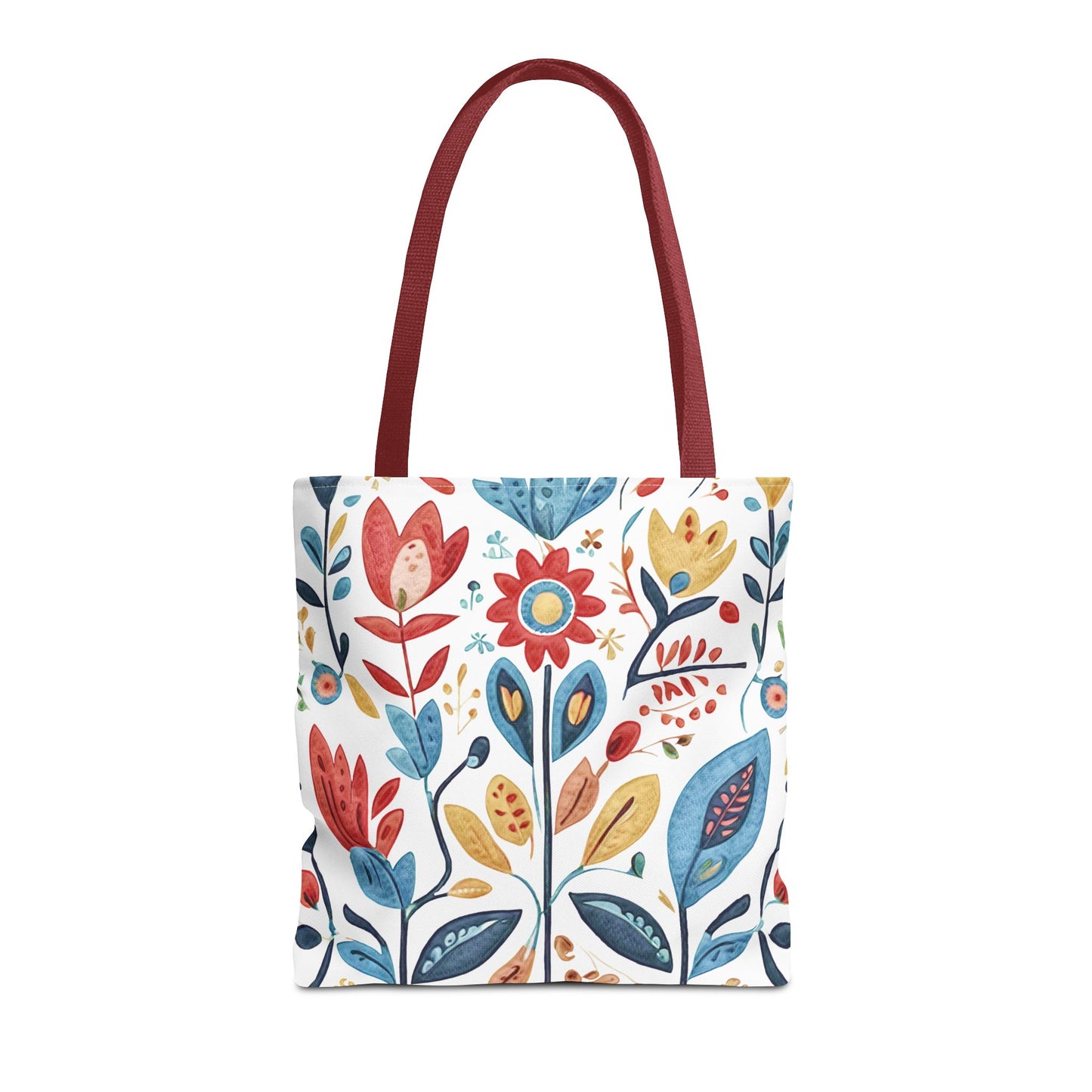 Bright and Colourful Folk Art Flowers, Tote Bag (AOP)