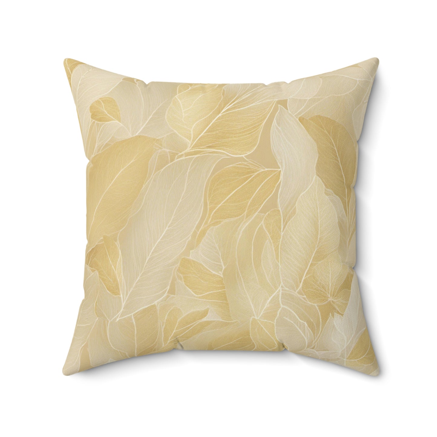 Gold Leaves Polyester Square Pillow