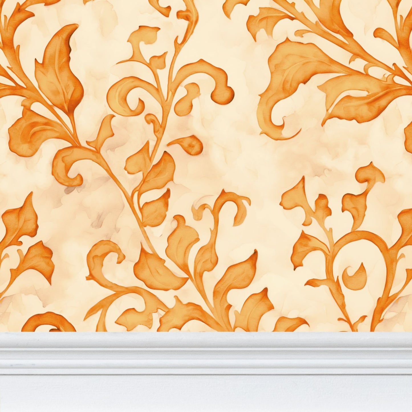 Climbing Vine in Pumpkin, Bespoke Wallpaper, Limited Edition