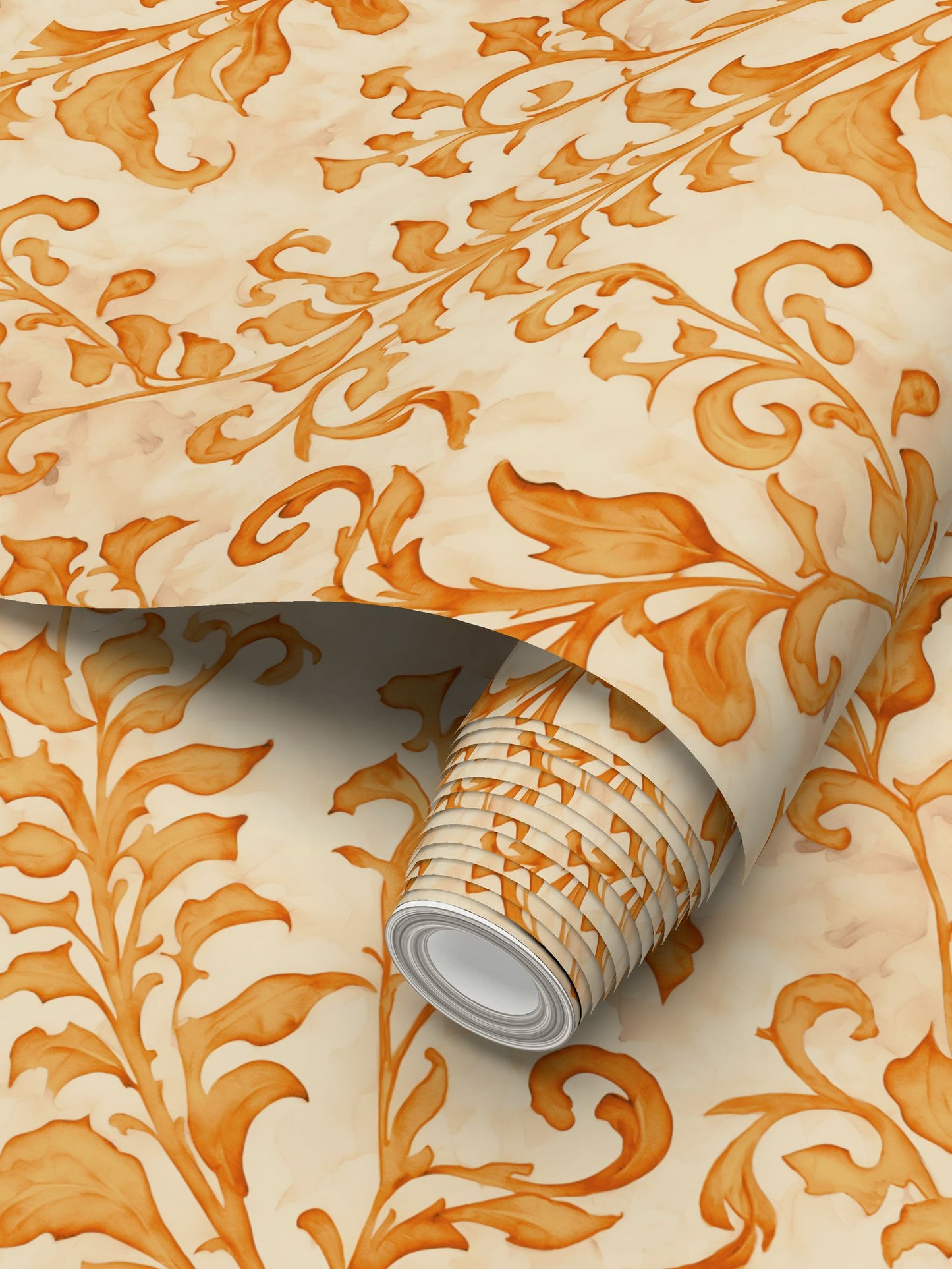 Climbing Vine in Pumpkin, Bespoke Wallpaper, Limited Edition