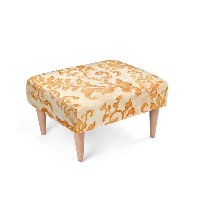 Footstool, "Climbing Vine in Pumpkin Yellow"