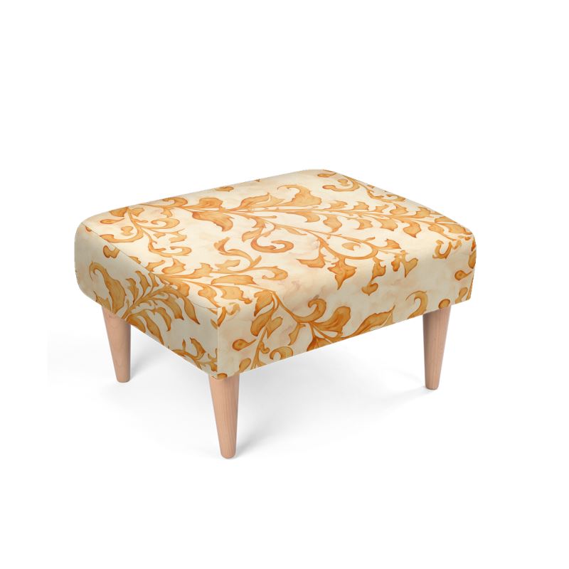 Footstool, "Climbing Vine in Pumpkin Yellow"