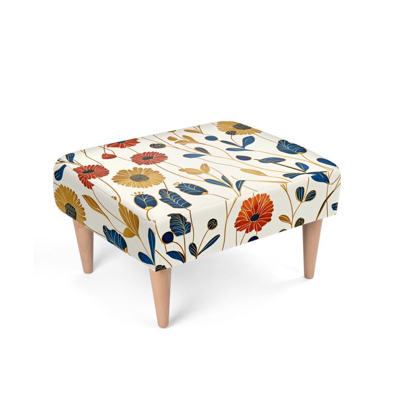 Footstool, "Shades of Ochre & Indigo"