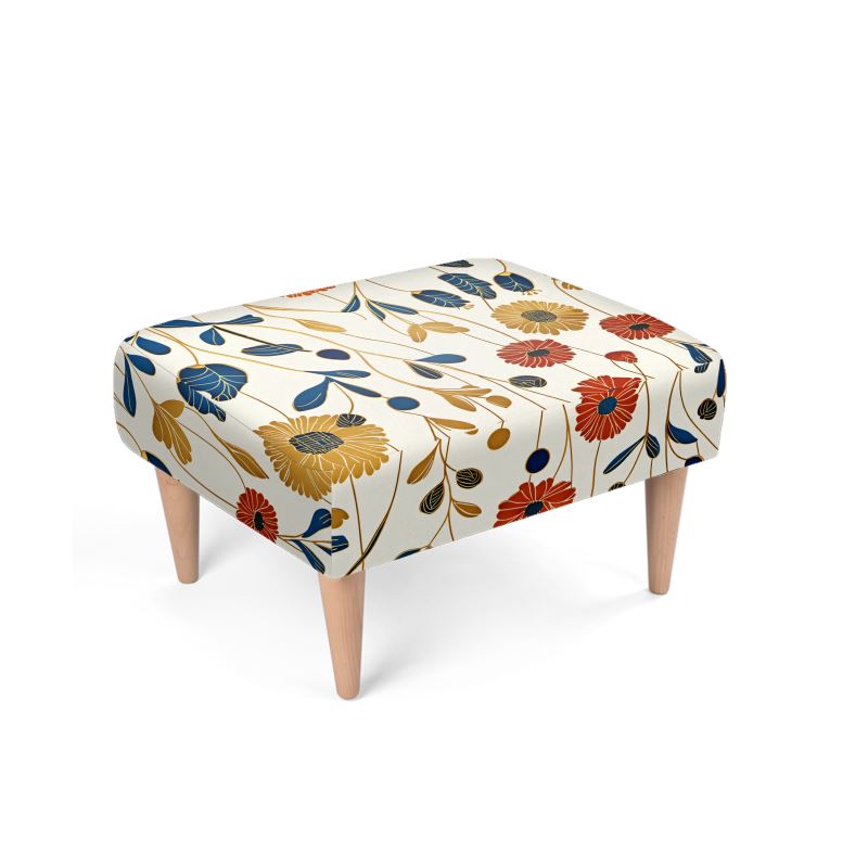 Footstool, "Shades of Ochre & Indigo"