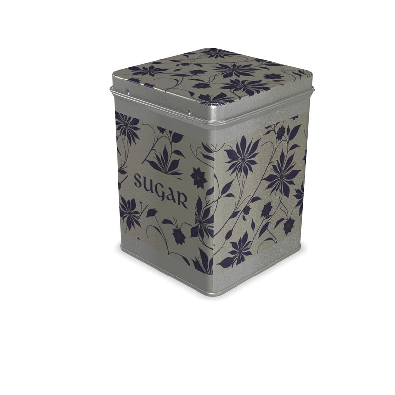 Tea-Caddy Tin, Simple Pattern in Indigo, Beautiful Kitchen