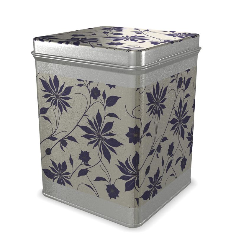 Tea-Caddy Tin, Simple Pattern in Indigo, Beautiful Kitchen