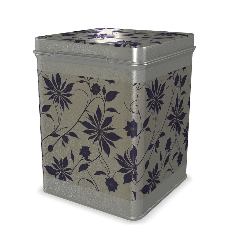 Tea-Caddy Tin, Simple Pattern in Indigo, Beautiful Kitchen