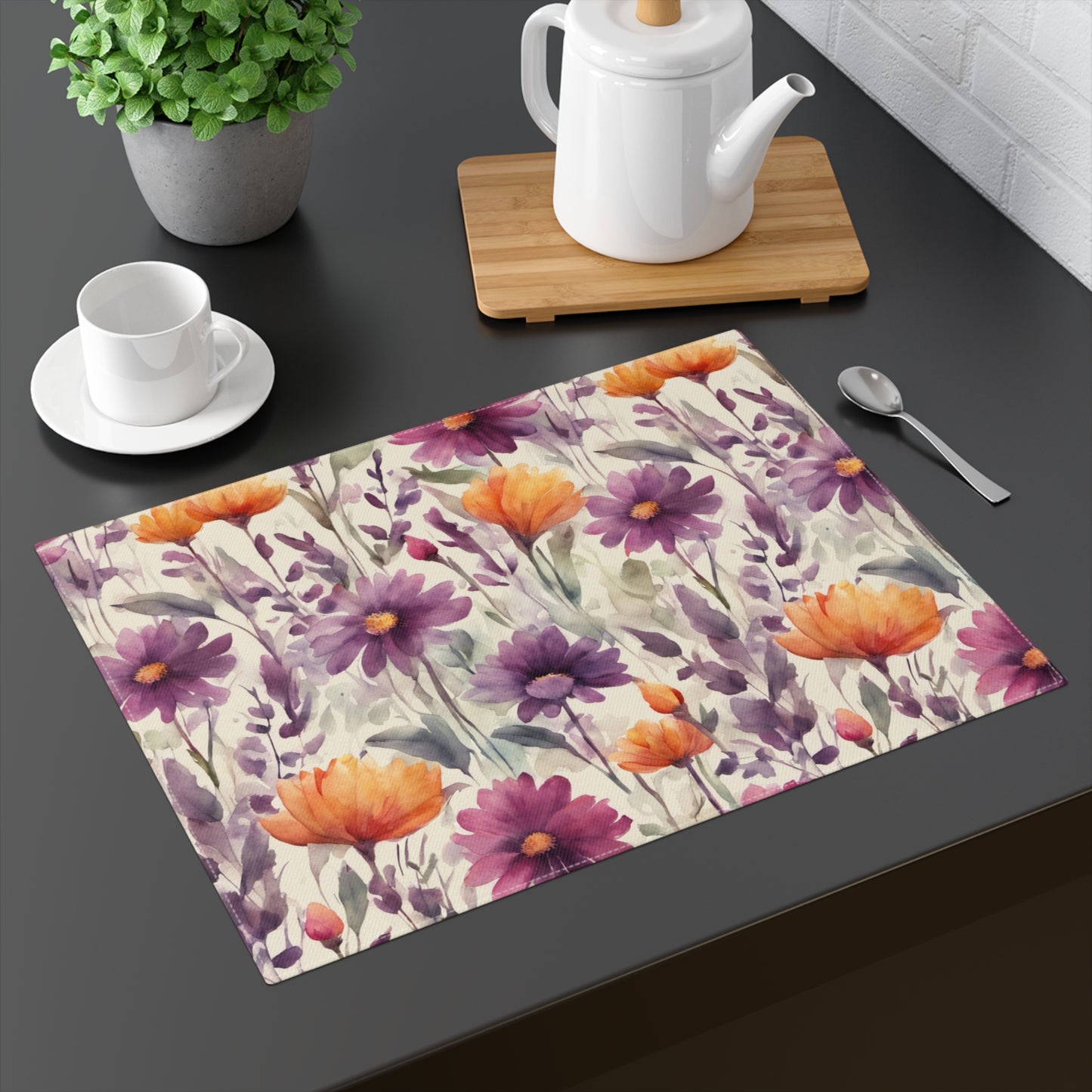 Plum and Apricot Wildflowers Placemat, 1pc