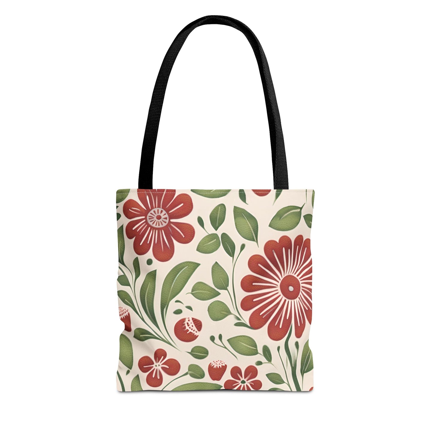 Strawberry Folk Art Flower, Tote Bag (AOP)