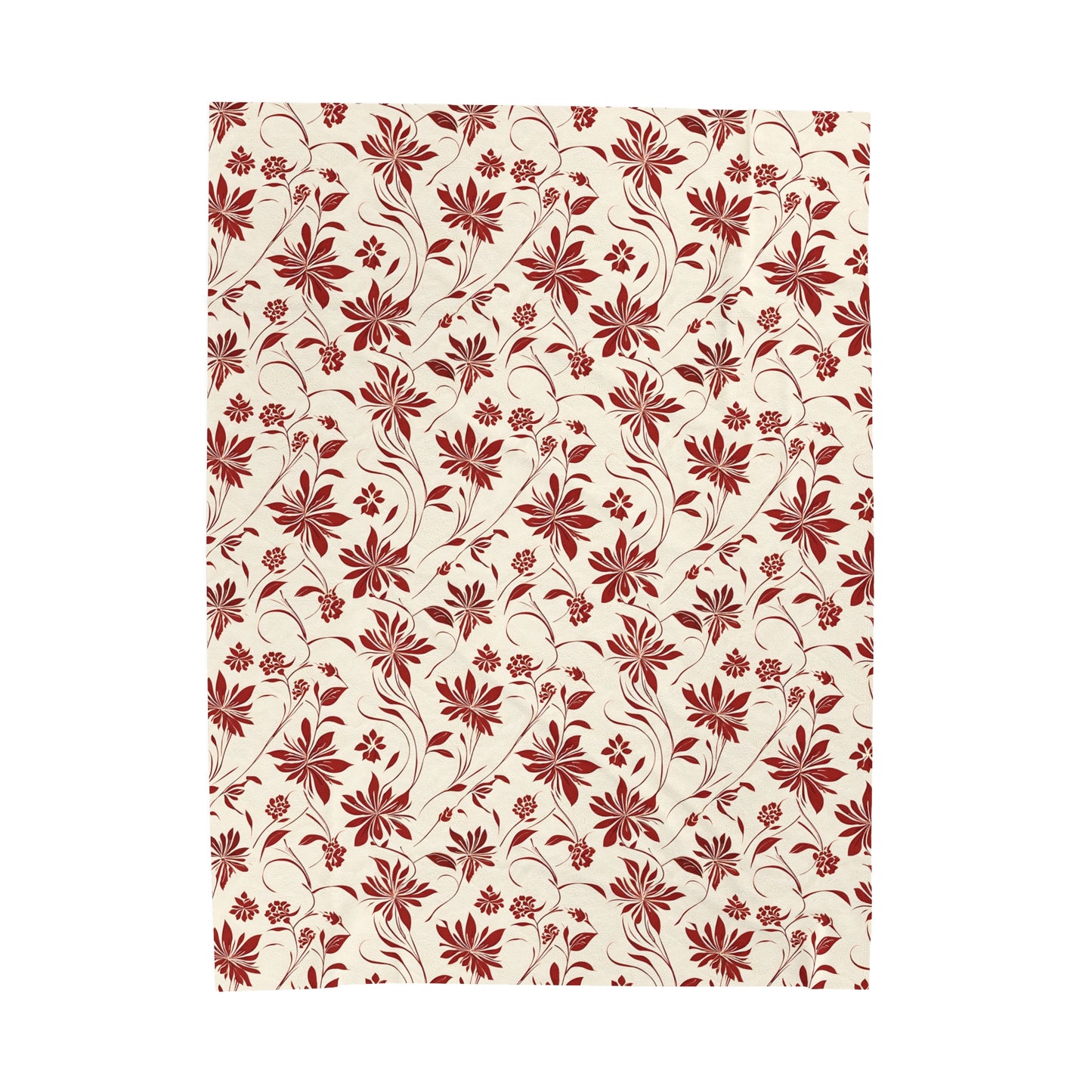 Simple Red Flower Pattern Velveteen Plush Blanket