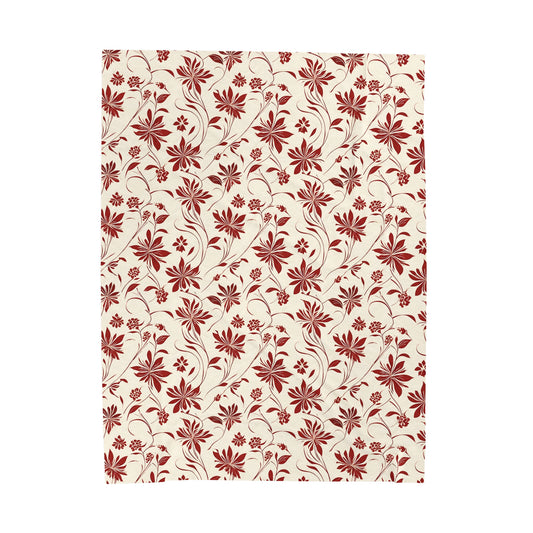 Simple Red Flower Pattern Velveteen Plush Blanket