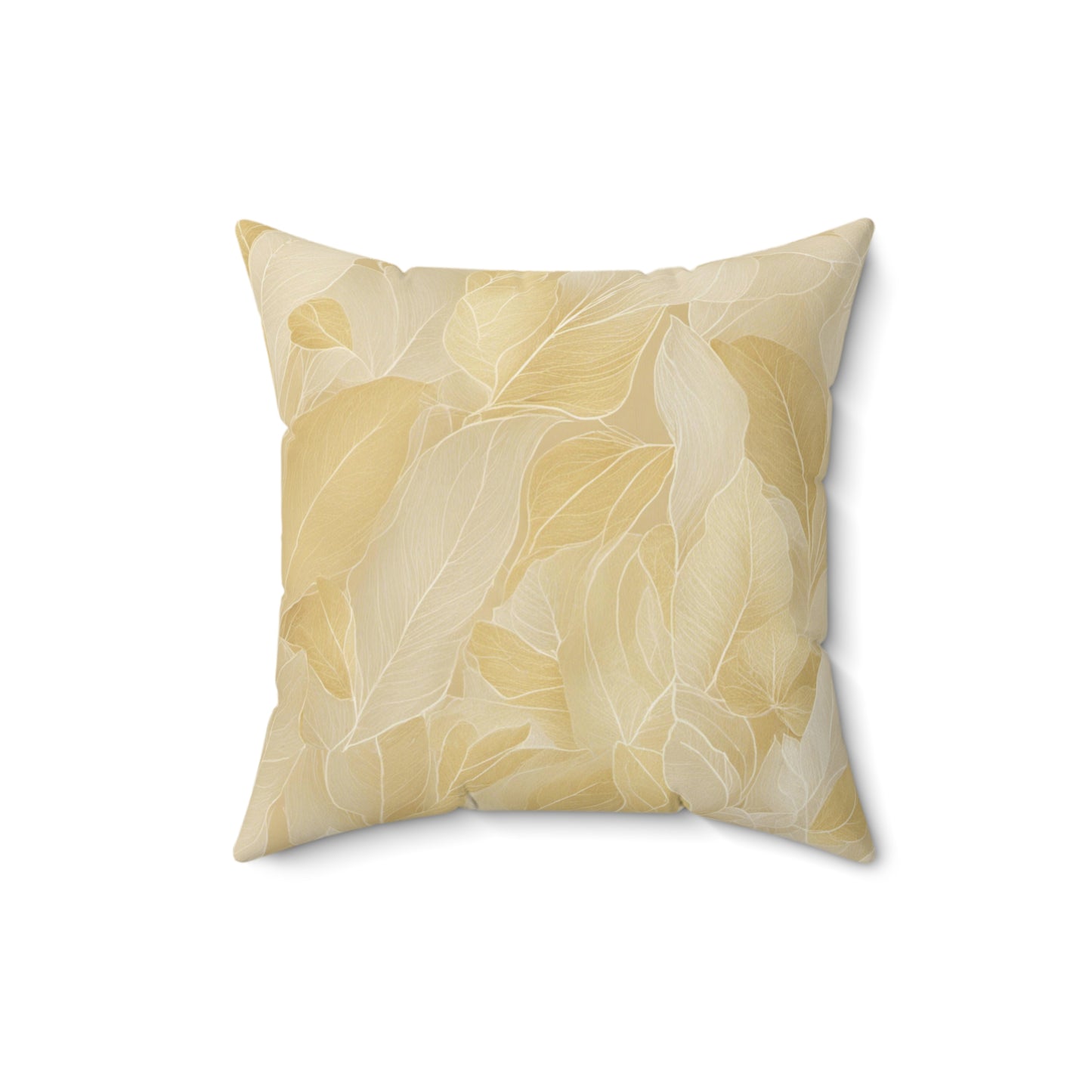 Gold Leaves Polyester Square Pillow