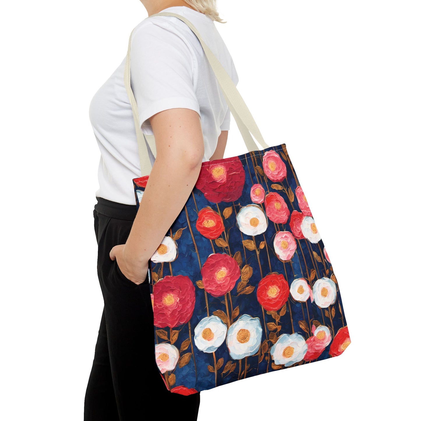 Poppy Splotches on Indigo Tote Bag (AOP)