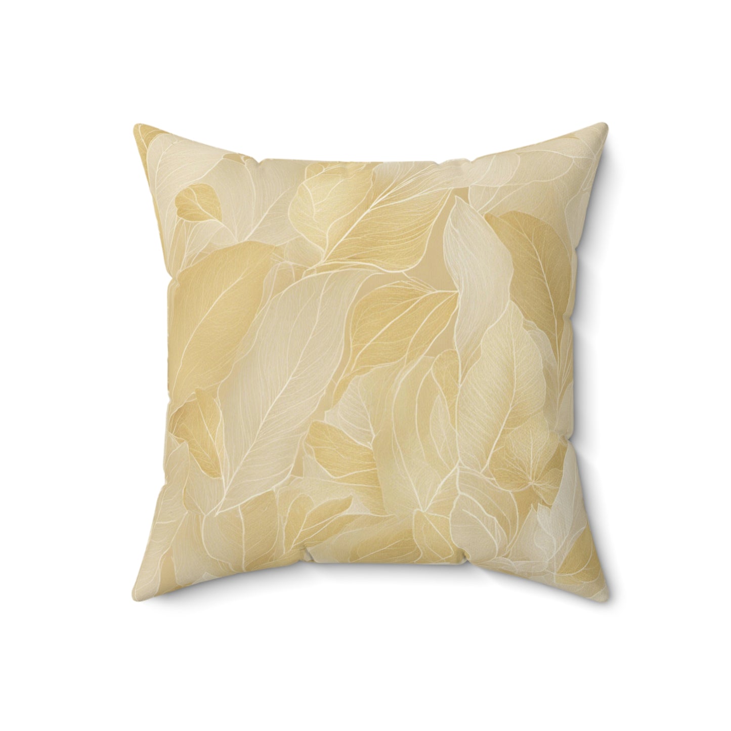 Gold Leaves Polyester Square Pillow