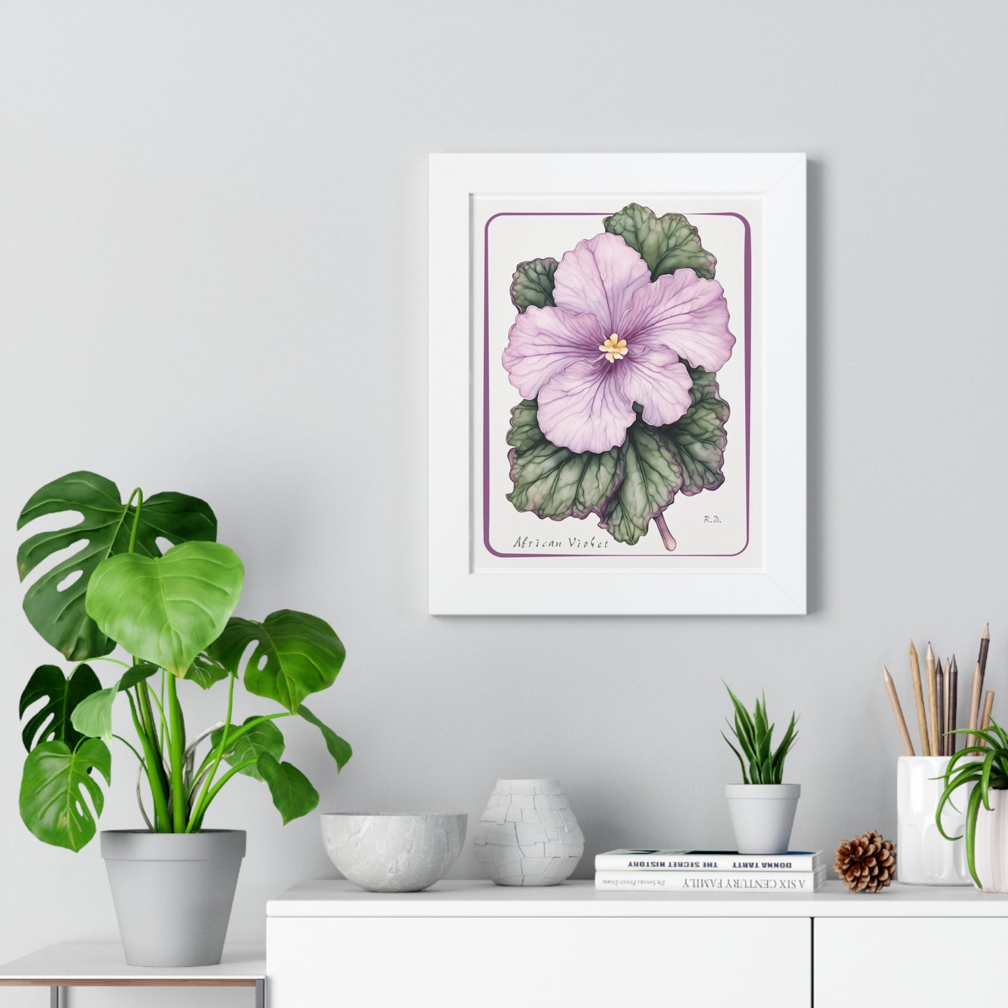 Mauve African Violet, Framed Vertical Poster