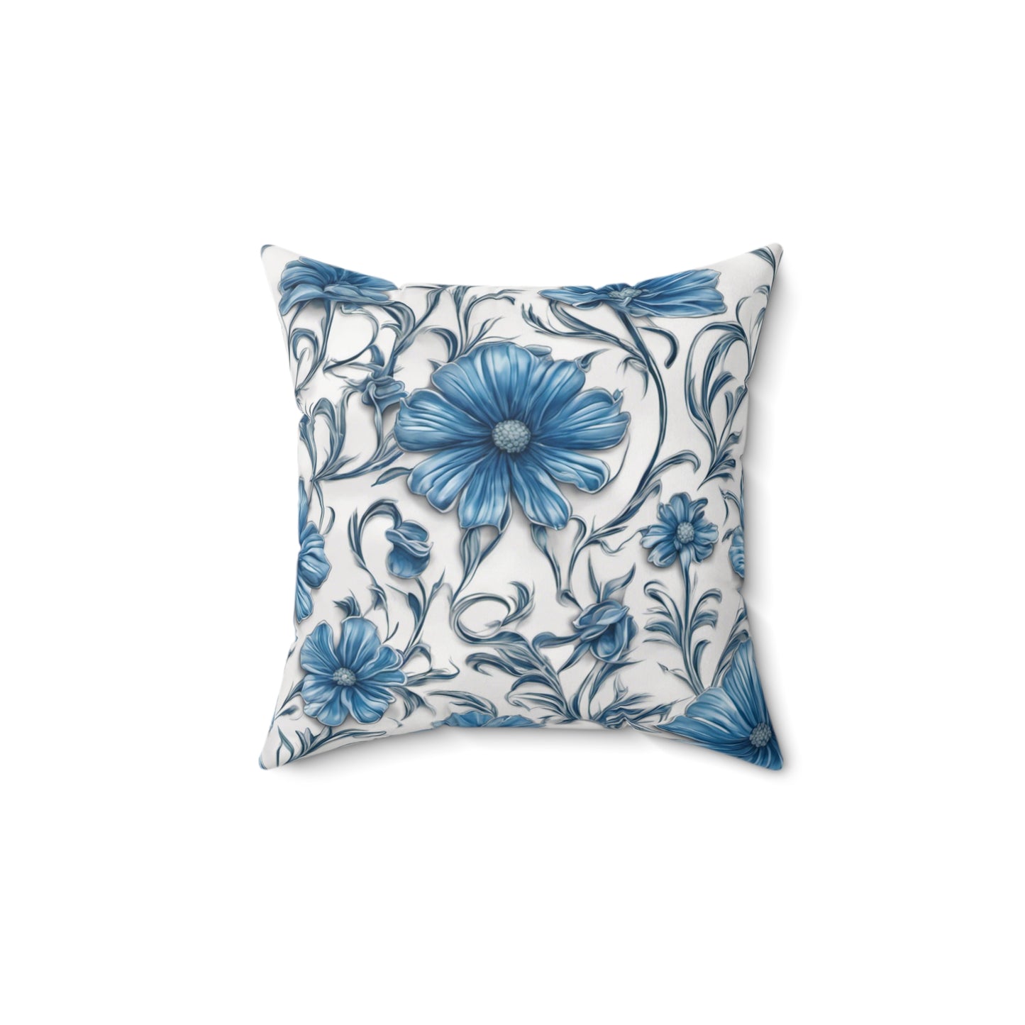 Blue Daisies Polyester Square Pillow