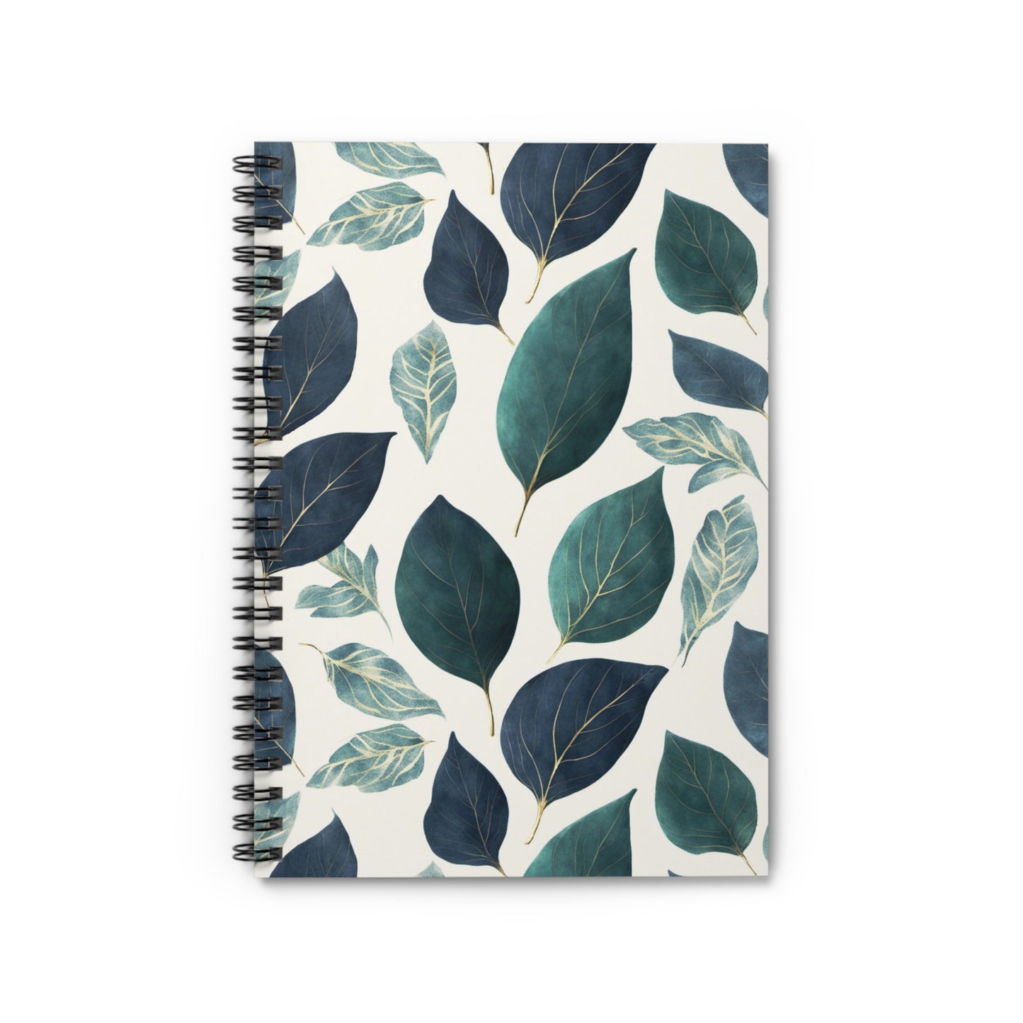 Blue and Green Leaves Spiral Notebook - Ruled Line