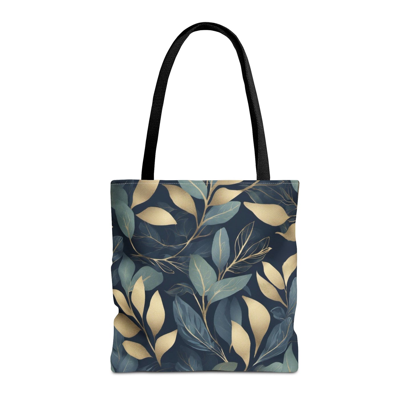 Green, Gold and Teal Leaves on Indigo Tote Bag (AOP)