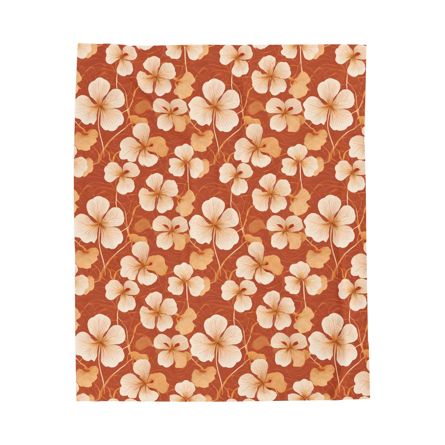 Leaves and Petals in Shades of Ochre Velveteen Plush Blanket