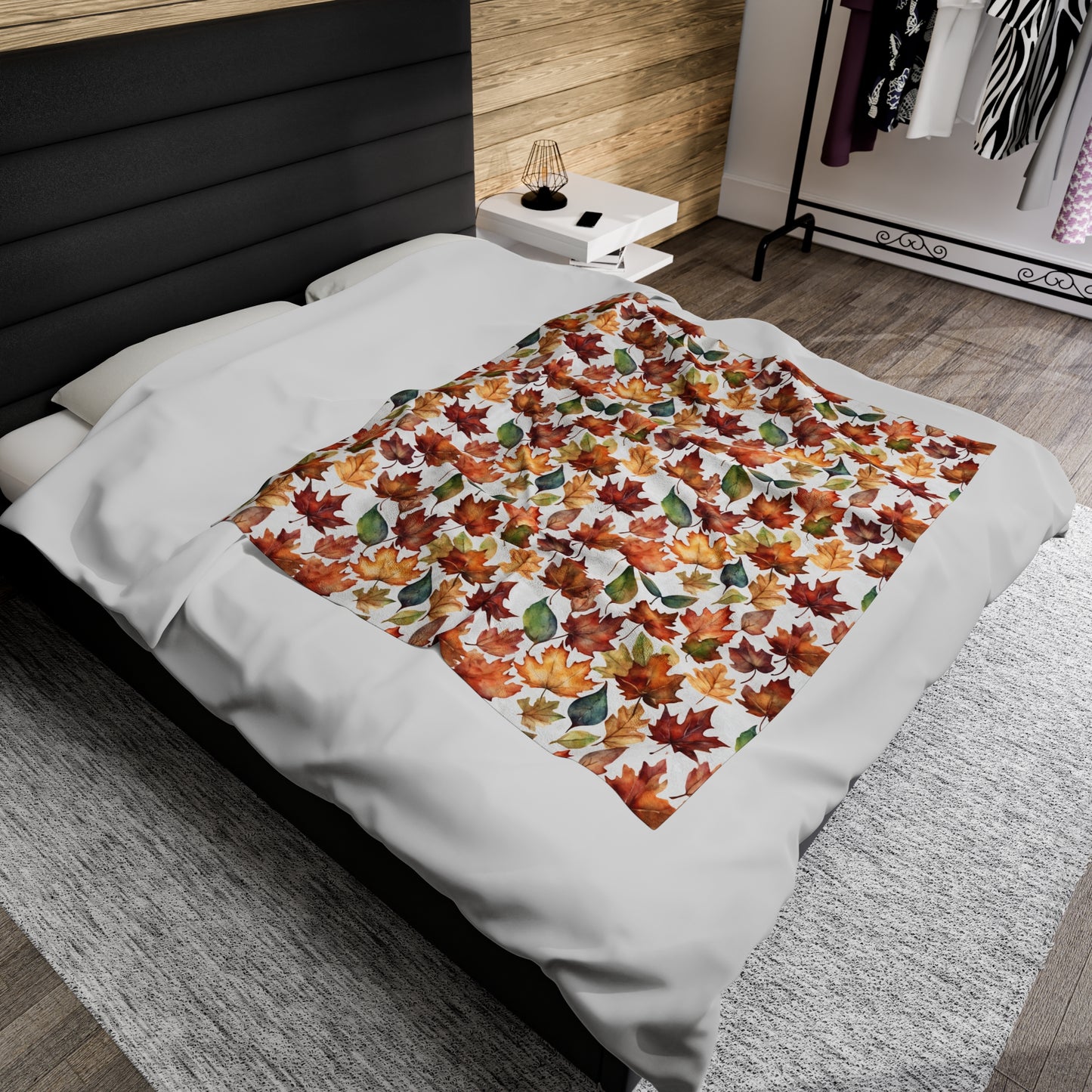 Autumn Leaves Velveteen Plush Blanket