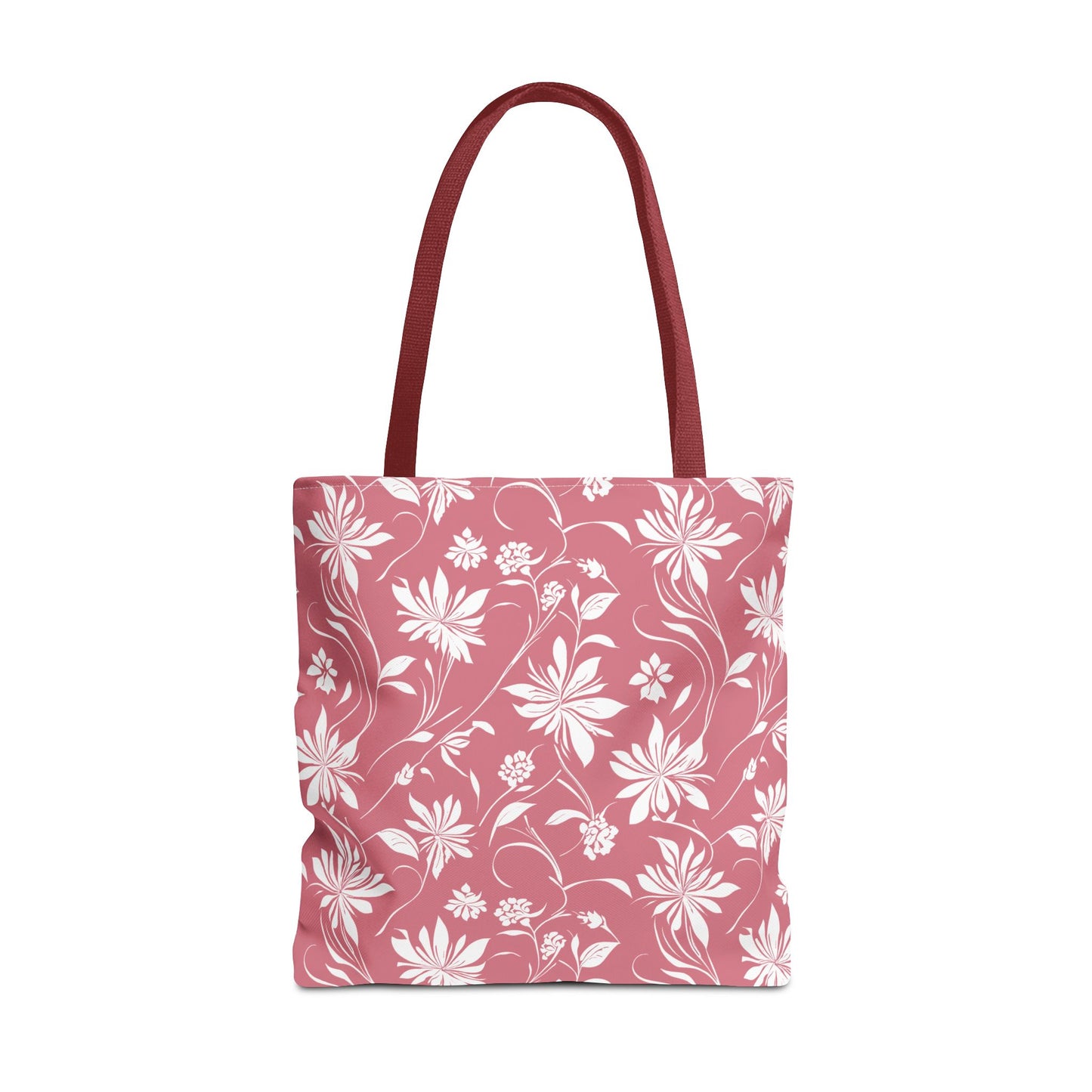 Simple White Flower on Pink Pattern Tote Bag (AOP)