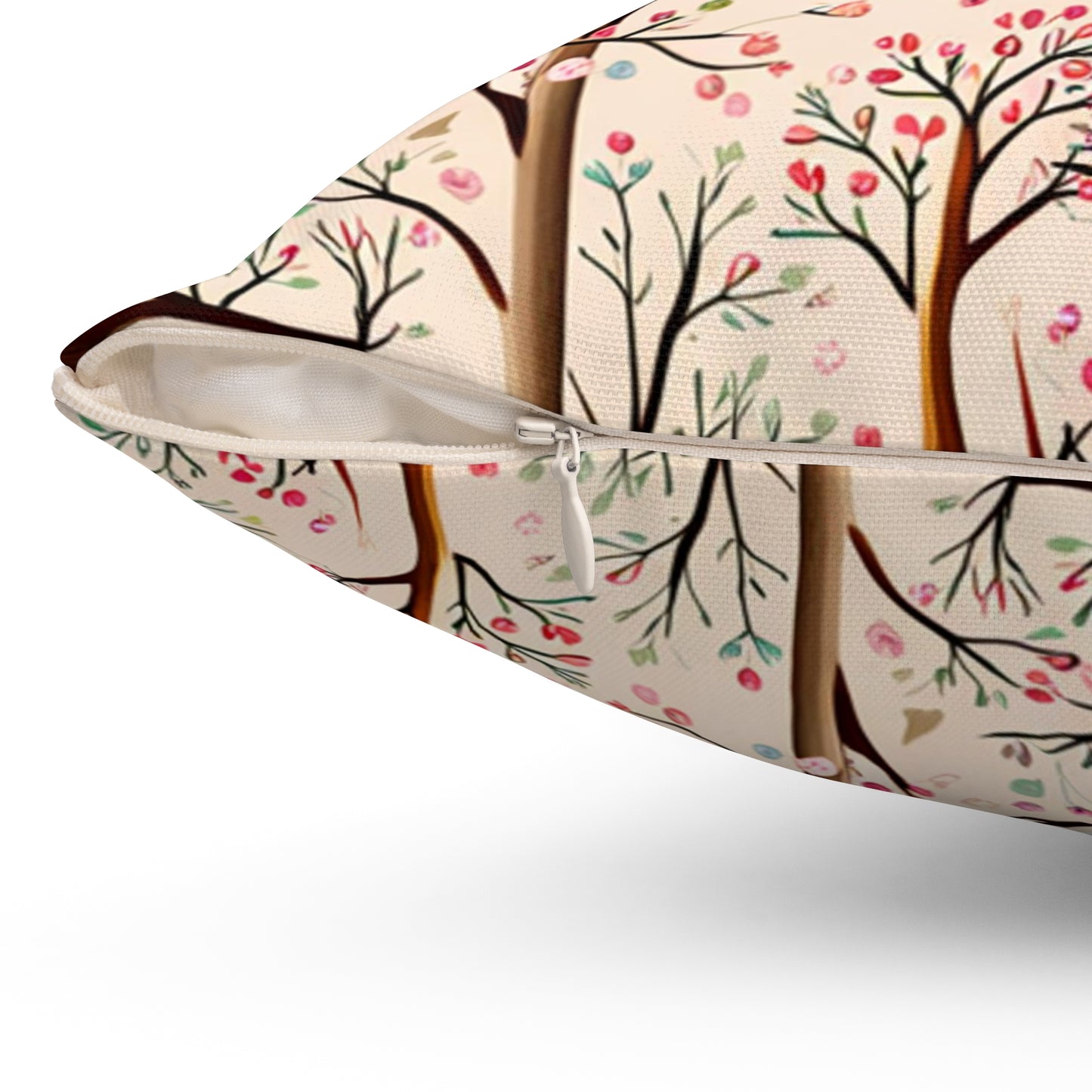 Delicate Blossom Trees Polyester Square Pillow