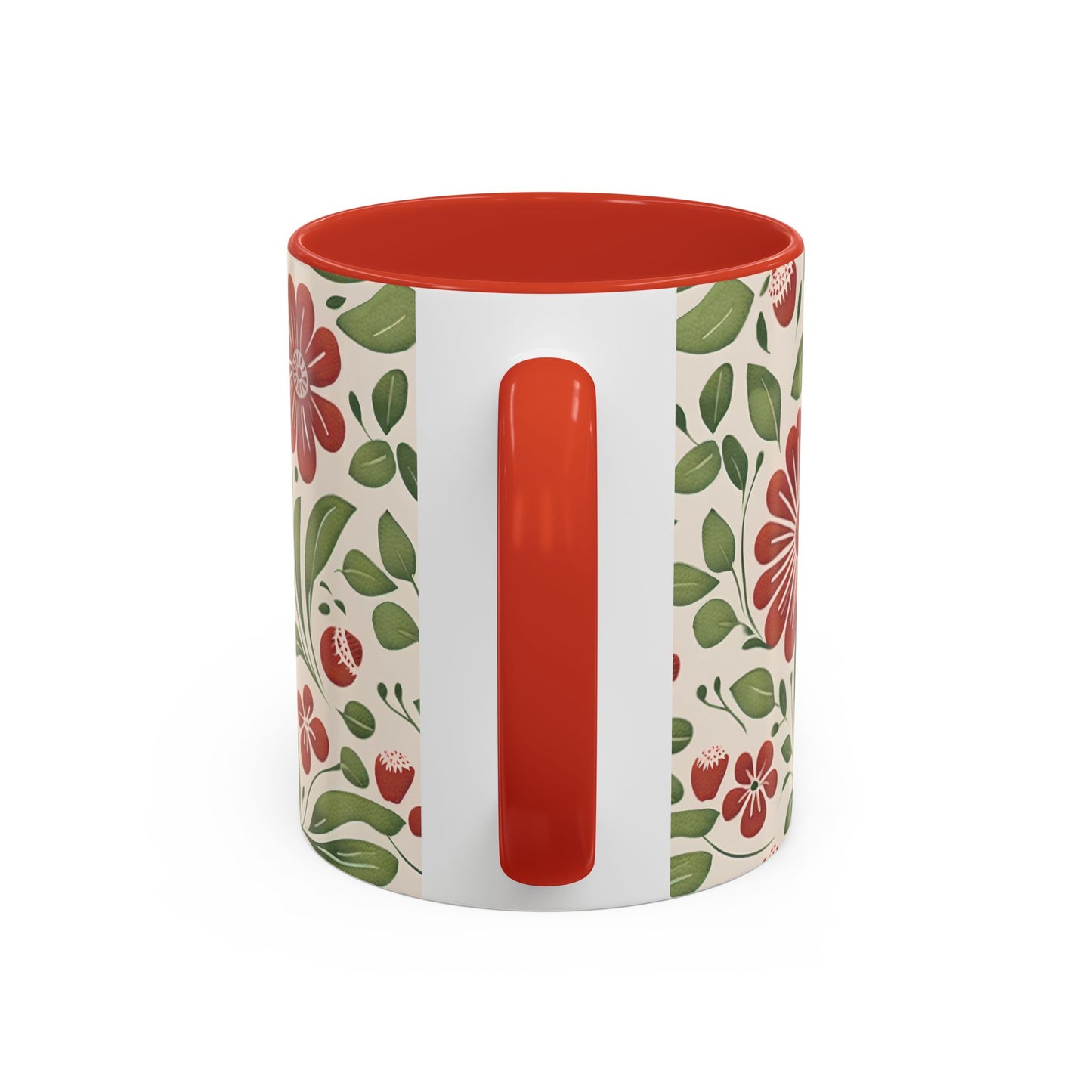 Strawberry Folk Art Flower, Coffee Mug, 11oz