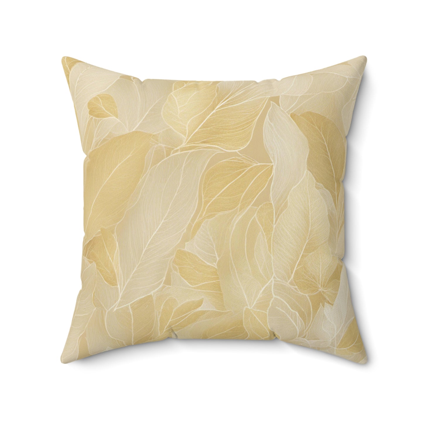 Gold Leaves Polyester Square Pillow