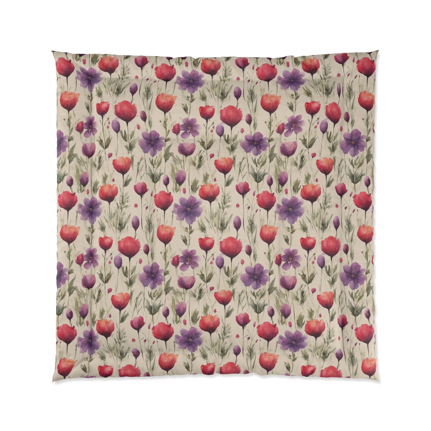 Poppies and Plum Flowers Comforter