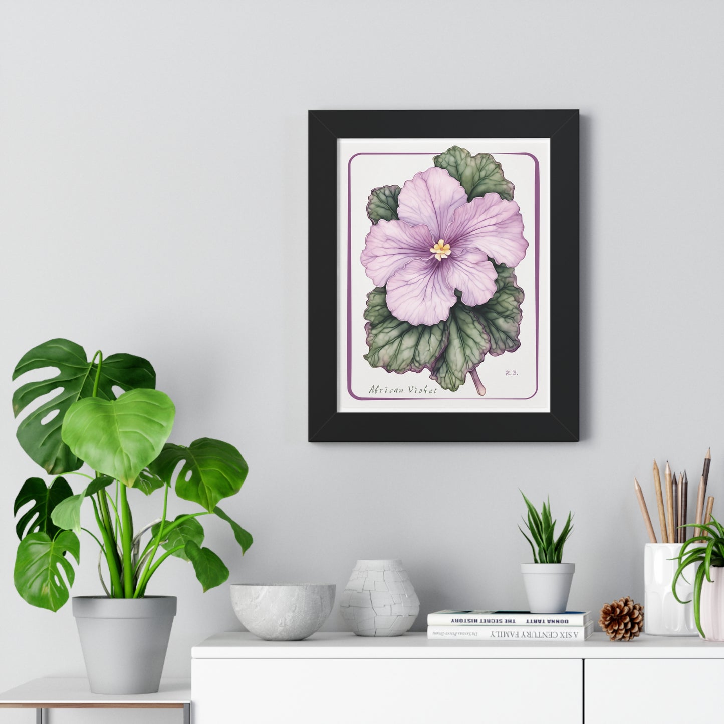 Mauve African Violet, Framed Vertical Poster