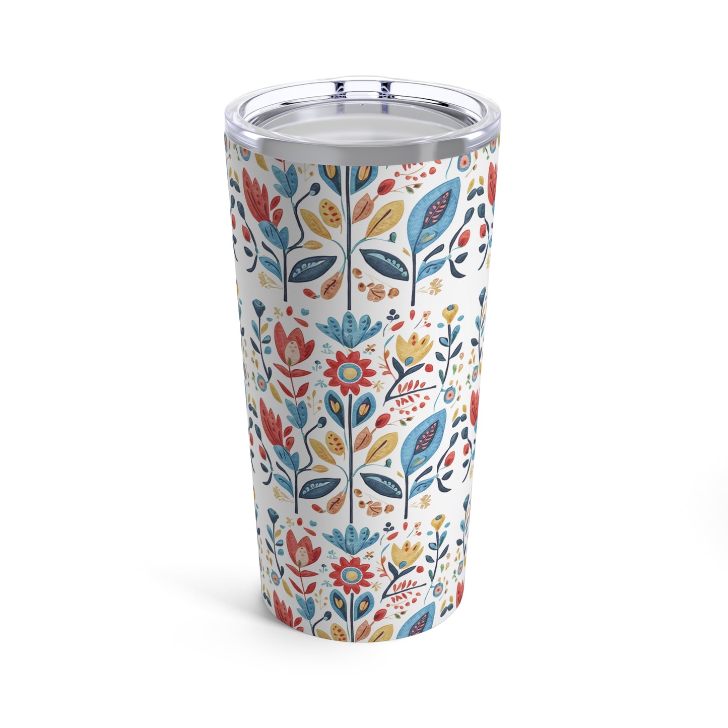 Bright and Colourful Folk Art Flowers, Tumbler 20oz