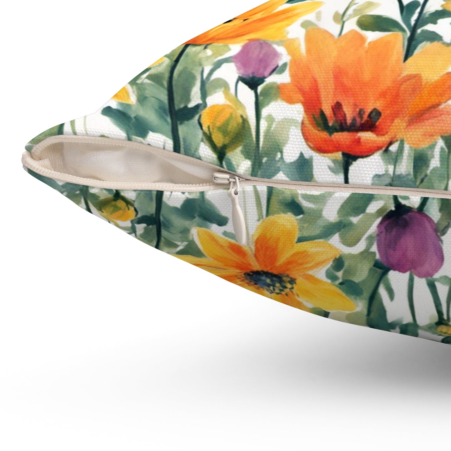 Colourful Wildflowers  Polyester Square Pillow