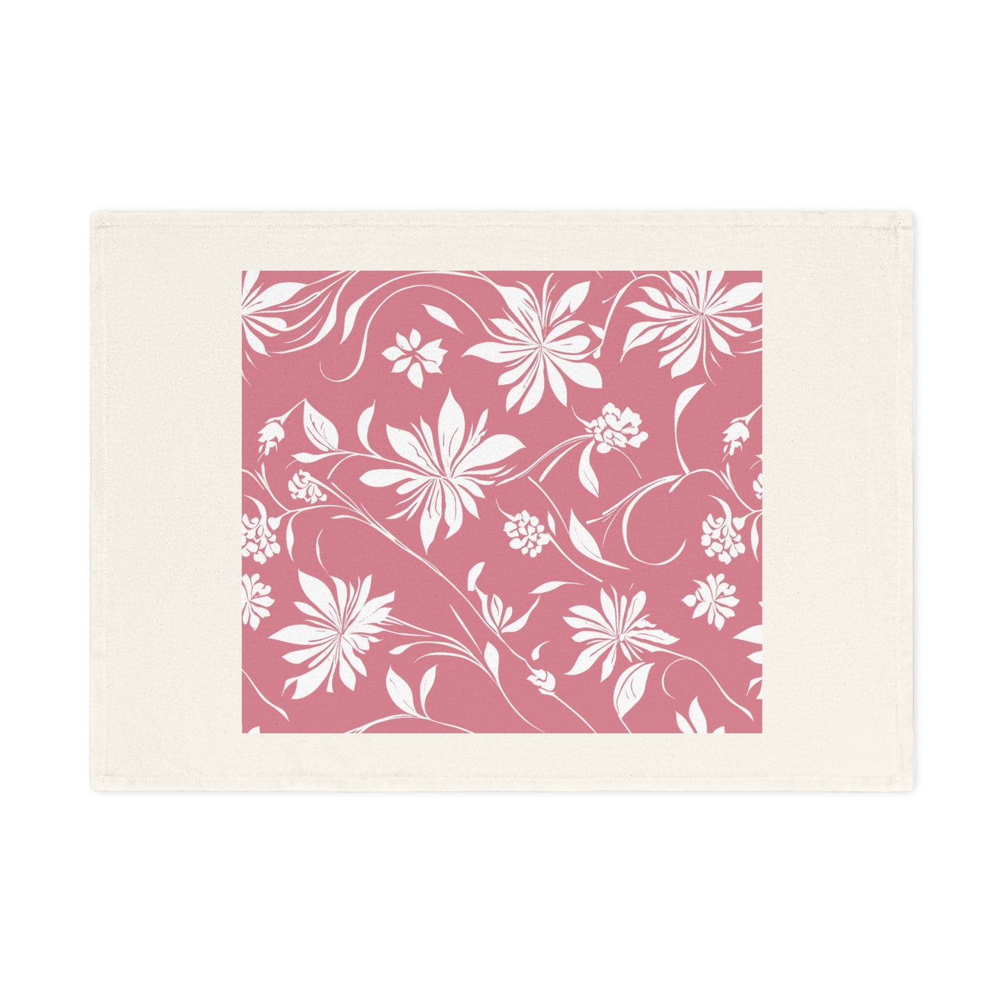 Simple White Flower on Pink Pattern Cotton Tea Towel