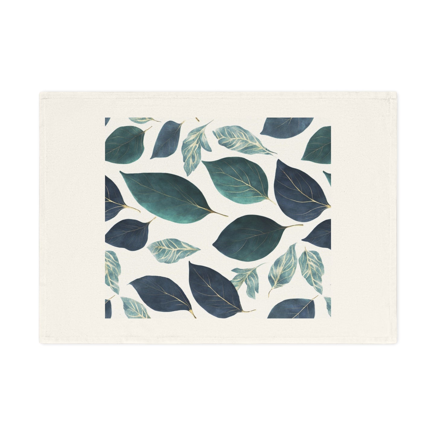 Blue and Green Leaves Cotton Tea Towel