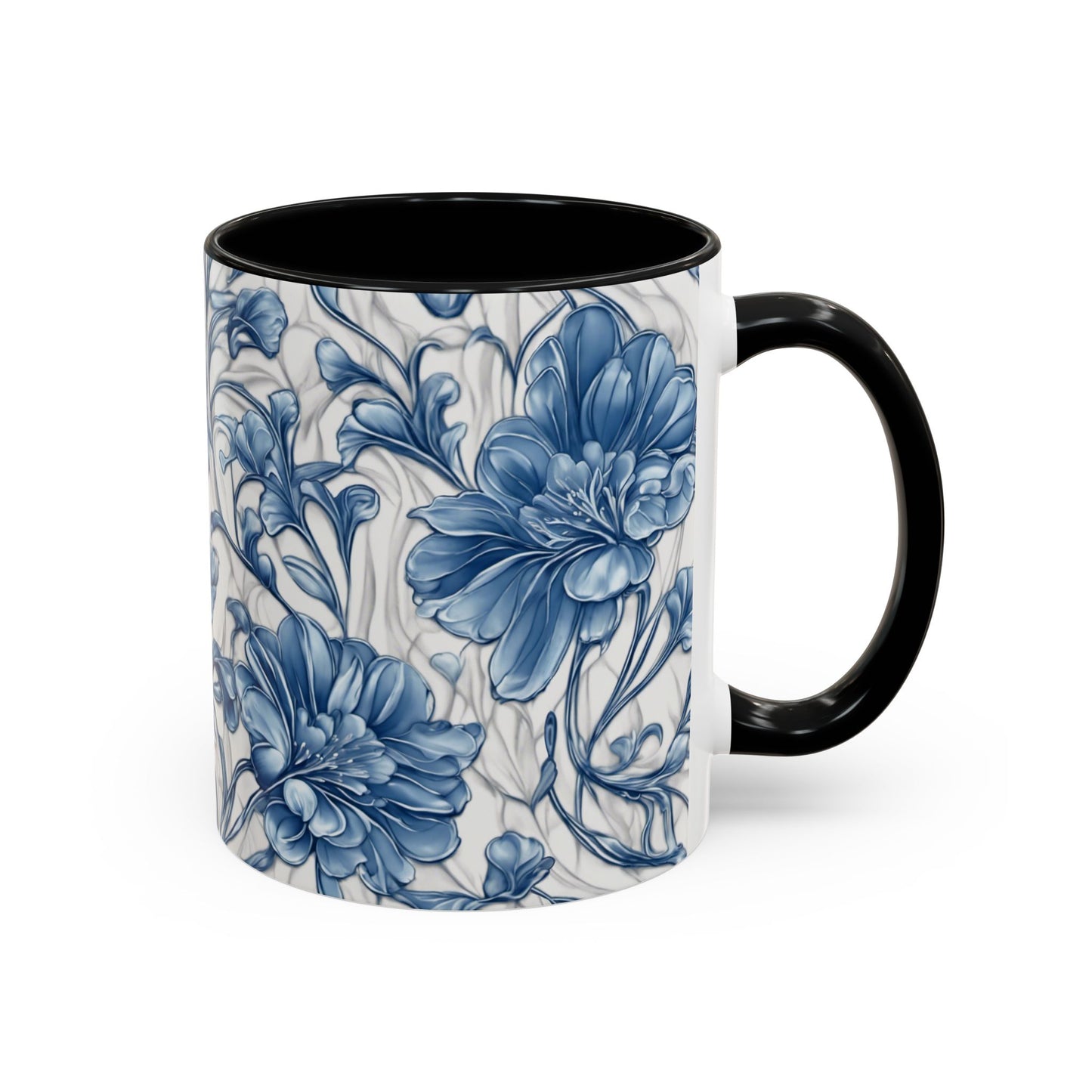 Blue & White Flowers Coffee Mug, 11oz