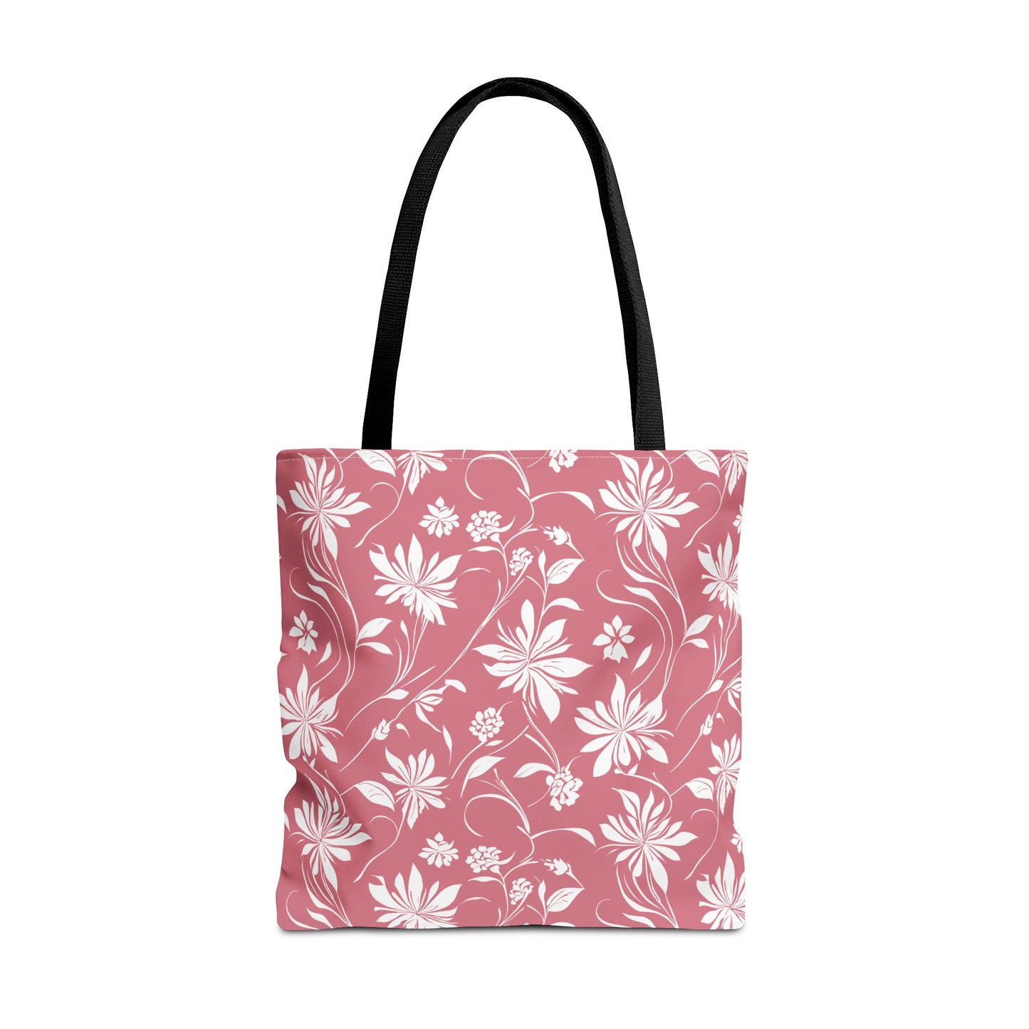 Simple White Flower on Pink Pattern Tote Bag (AOP)