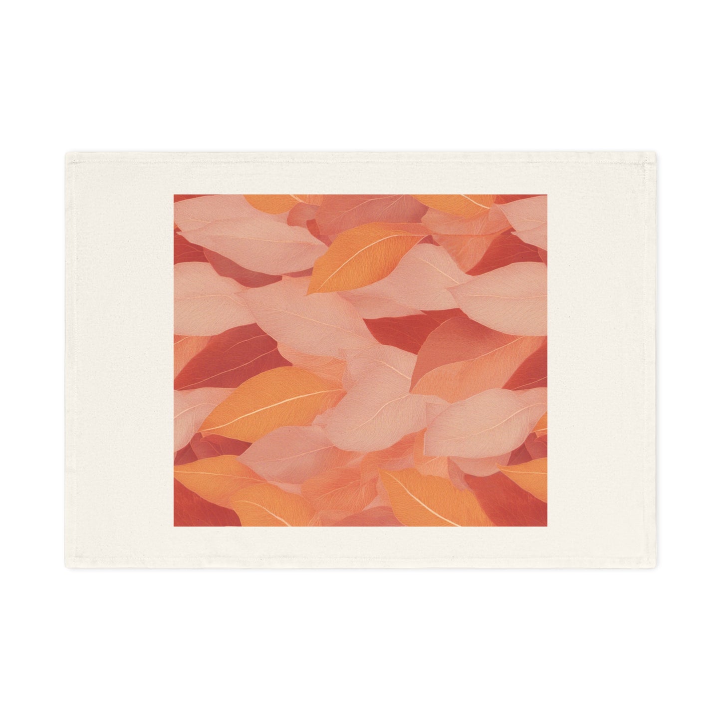 Soft Autumn Leaves in Pink, Red and Orange Cotton Tea Towel