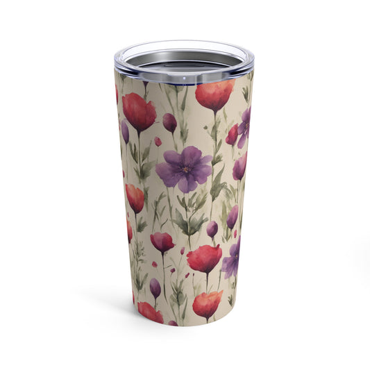 Poppies and Plum Flowers Tumbler 20oz