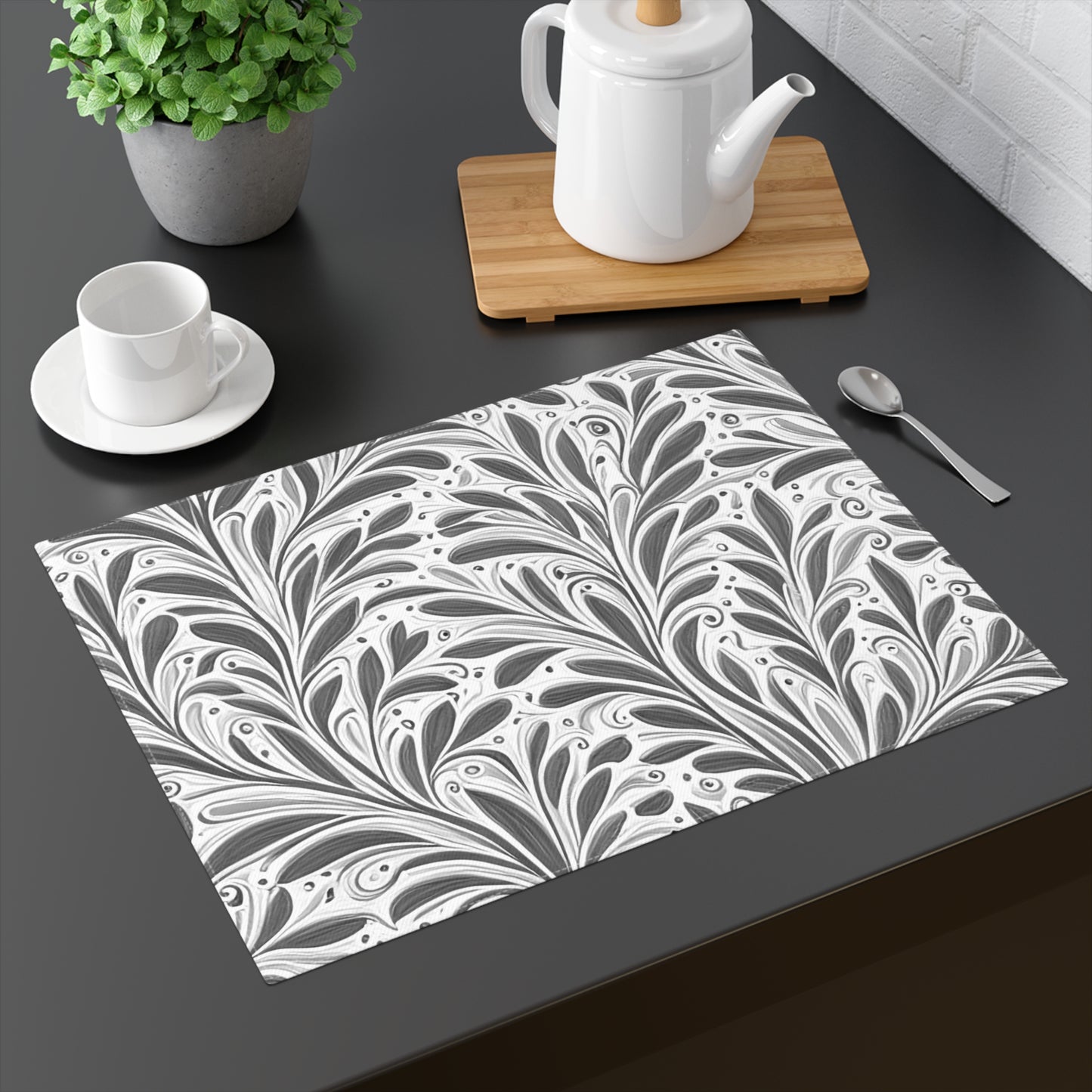 Fine Foliage in Grey Placemat, 1pc