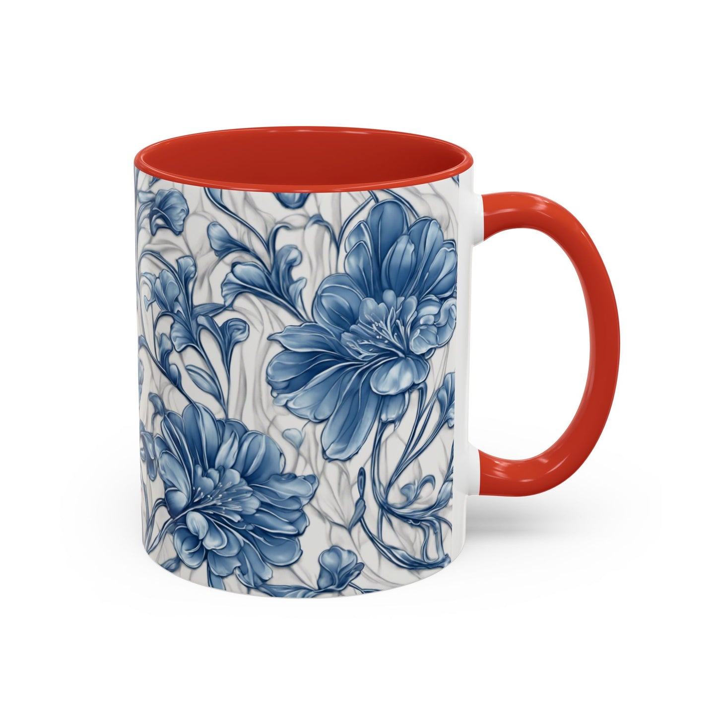 Blue & White Flowers Coffee Mug, 11oz